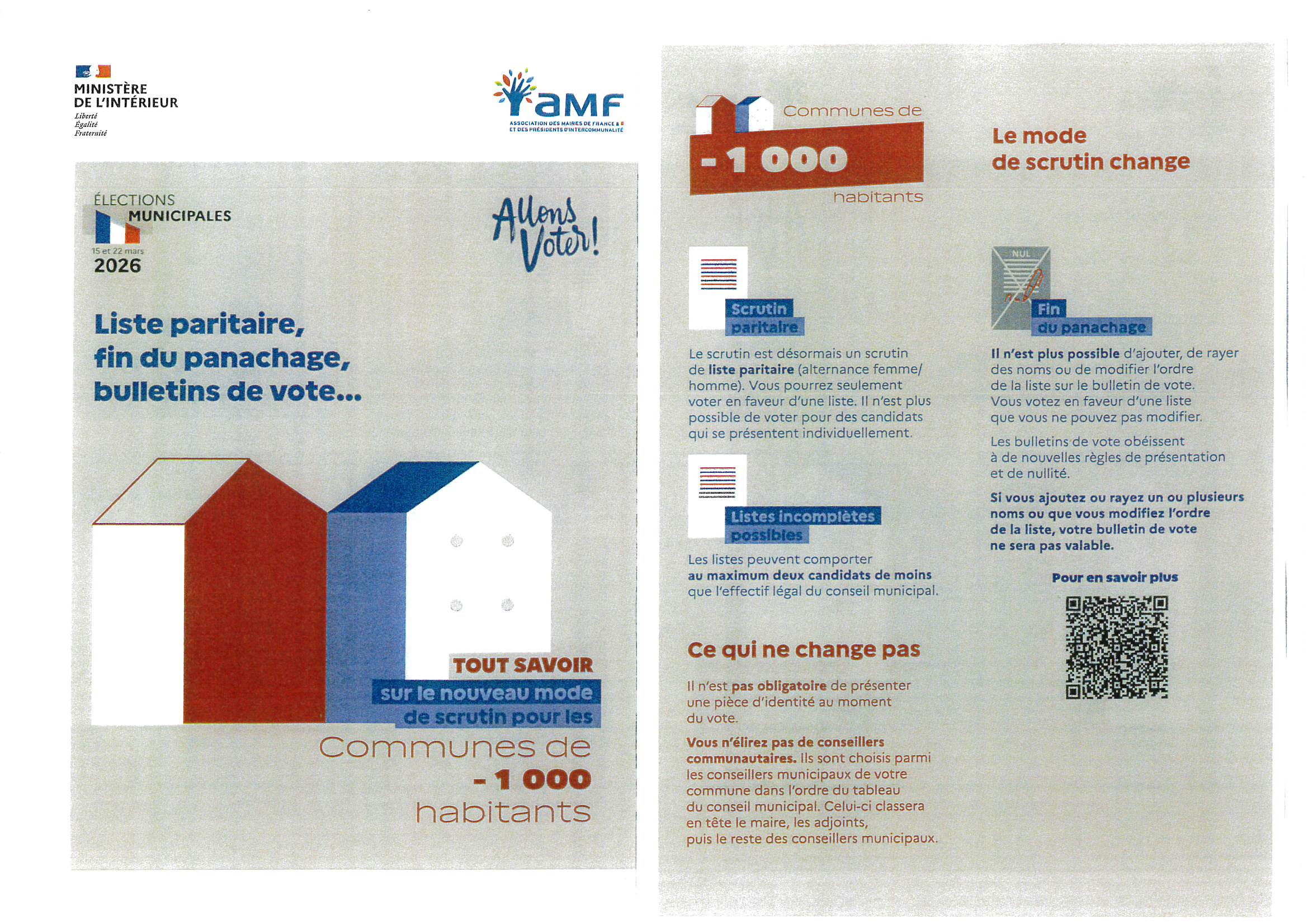 Nouveau mode de scrutin pour les communes de - 1000 habitants